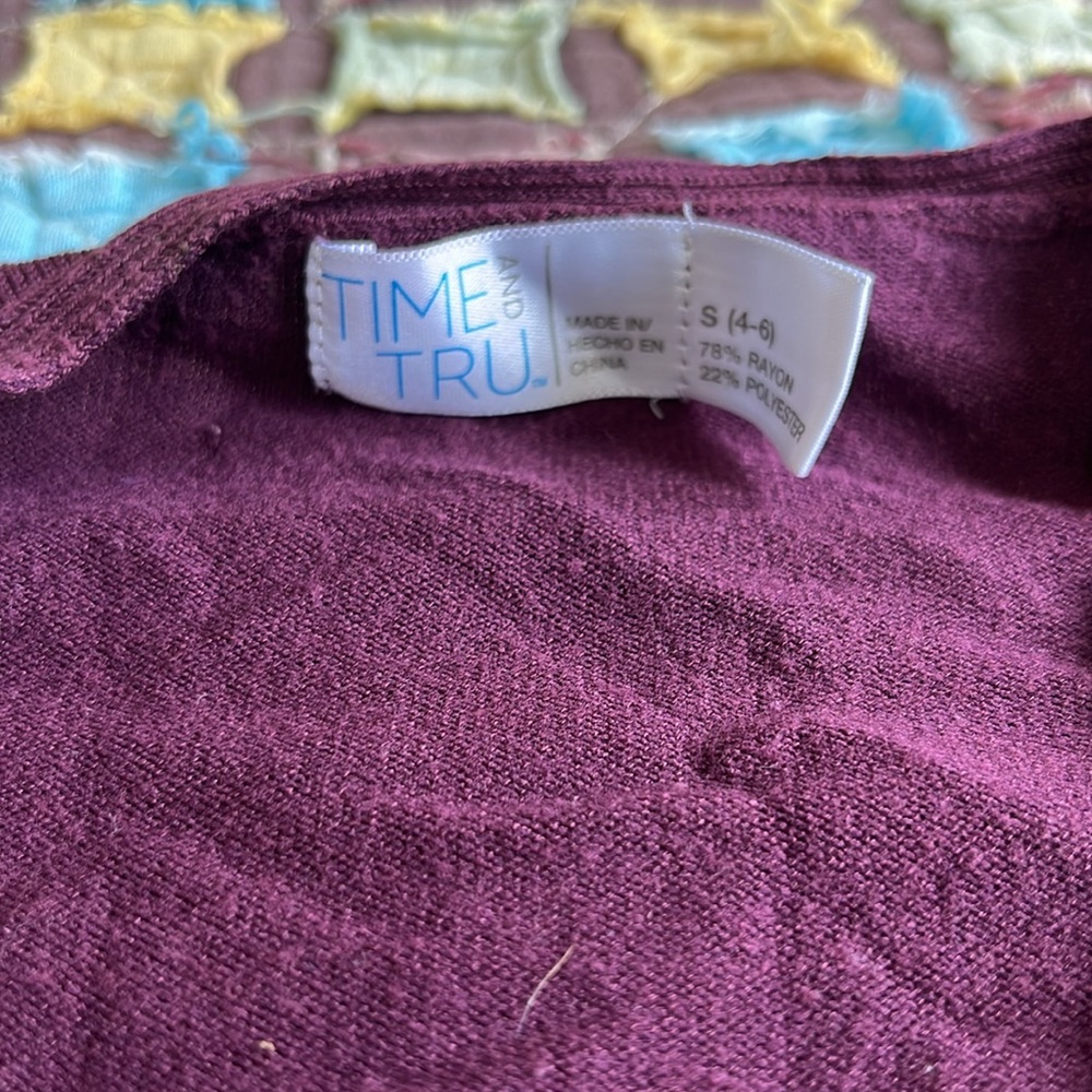Time and True Burgundy Small Cardigan with Pockets - Picture 8 of 8